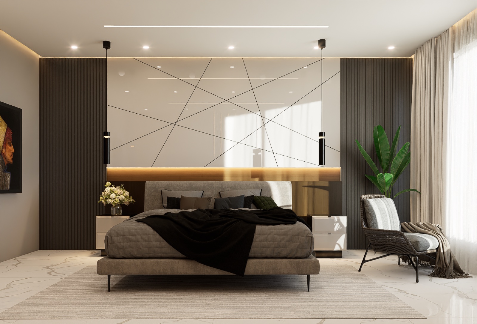 Rendered bedroom detail at Cedar Villas
