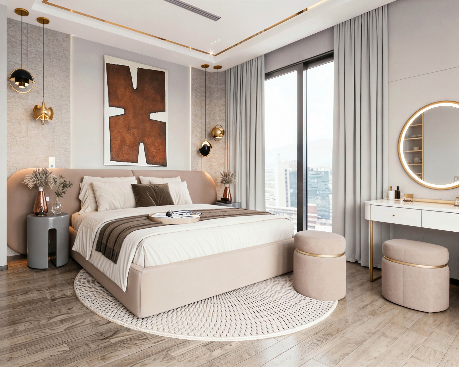 Rendered bedroom at Labadi Beach Apartments